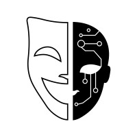 Logo partenaire : masque de théâtre et visage électronique